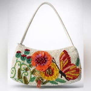Beaded Floral Butterfly Shoulder Bag